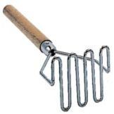 Update International Nickel Plated 4 In. Square Masher w/ Wood Handle