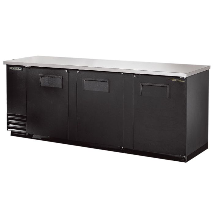 True&reg; Black 2-Solid Swing Door Back Bar Cooler for 4 Half Barrels