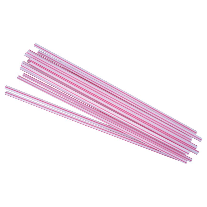 Prime Source 7-3/4" Jumbo Red / White Unwrapped Straws