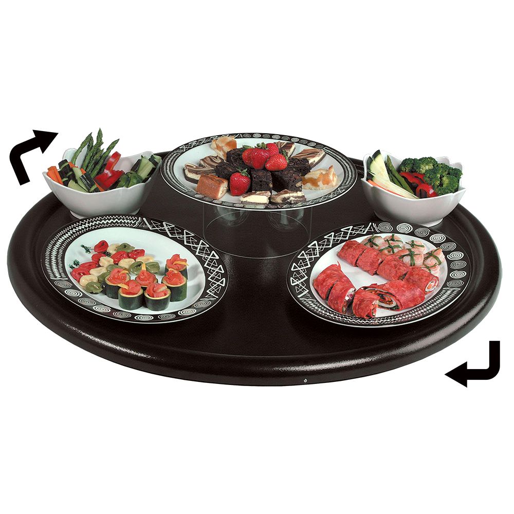 Gourmet Display&reg; 24" Epic Edge Black Lazy Susan Round Tray