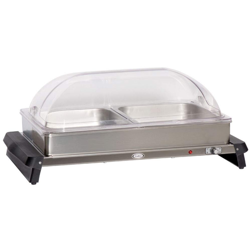 Cadco S/S Double Buffet Server w/ Roll Top Lid, WTBS-2RT