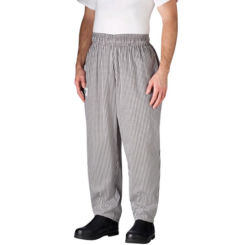 Chefwear&reg; Small Black/White Houndstooth Baggy Chef Pants