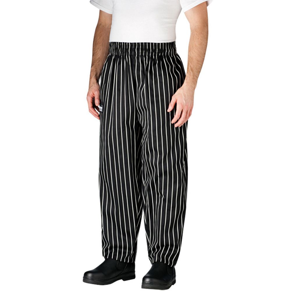 Chefwear 300035 Large Black Chalkstripe Baggy Chef Pants eBay