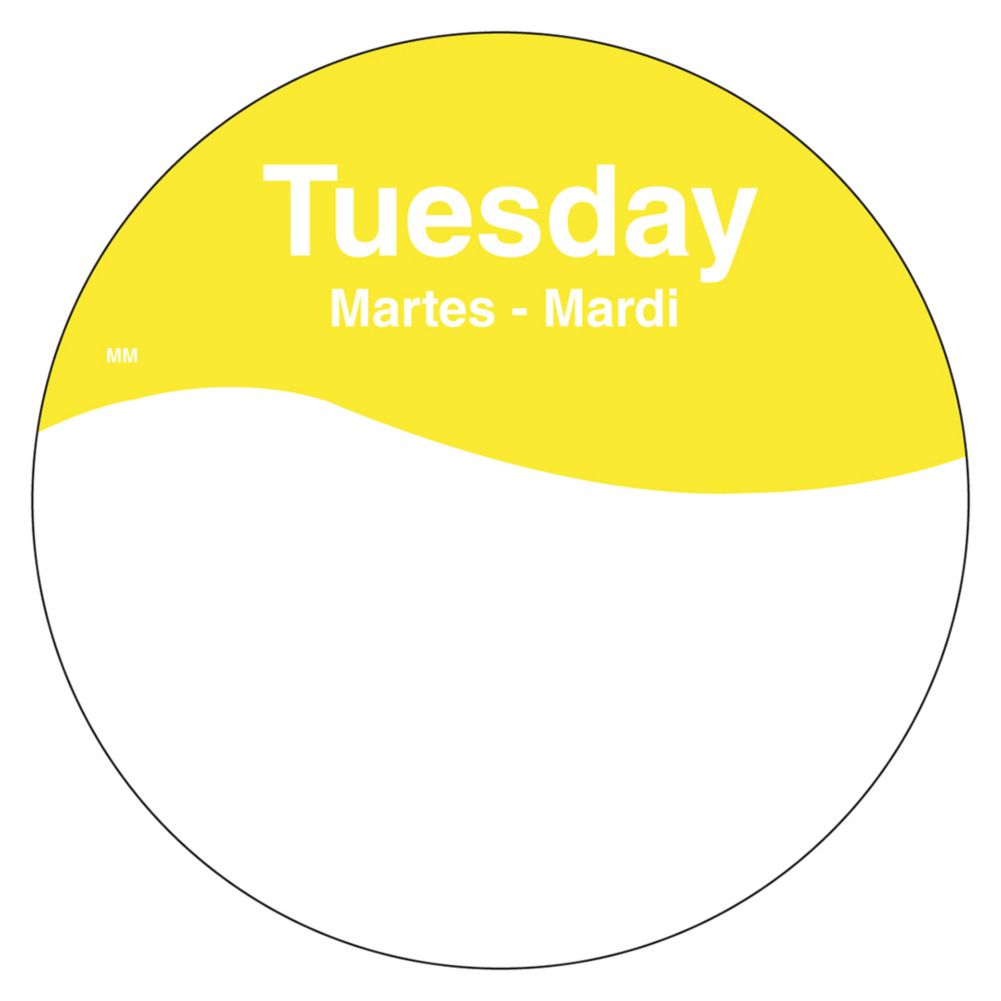 DayMark MoveMark&trade; Trilingual 3" Tuesday Day Circle