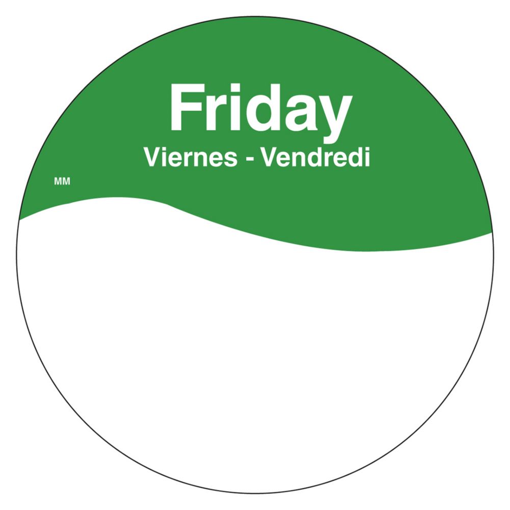 DayMark MoveMark&trade; Trilingual 3" Friday Day Circle