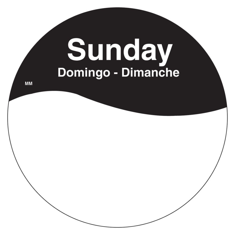 DayMark MoveMark&trade; Trilingual 3" Sunday Day Circle