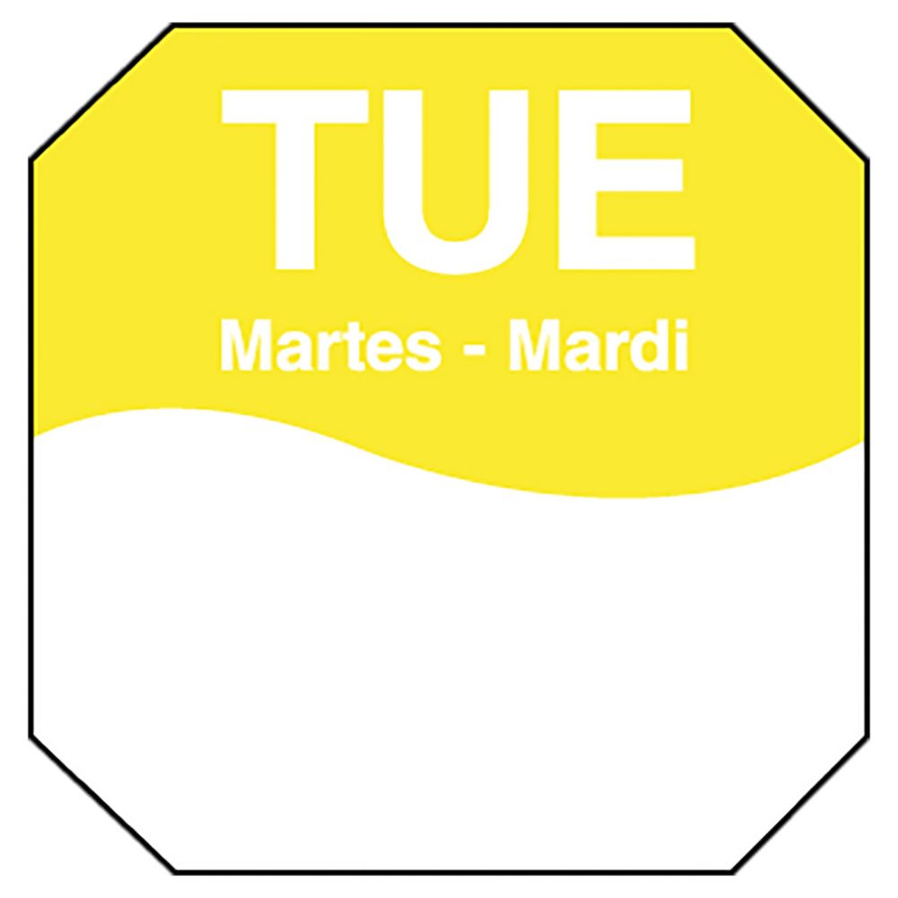 DayMark MoveMark Trilingual Octagonal 1" Tuesday Day Label