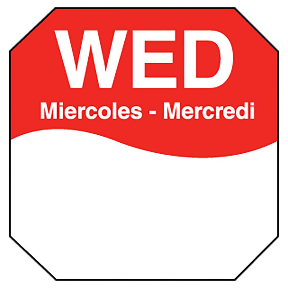 DayMark MoveMark Trilingual Octagonal 1" Wednesday Day Label