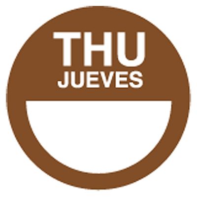 Cold Temp Bilingual 2" Label, "Thursday", Roll/1000