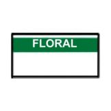 Floral Label, Green W/ Black Print