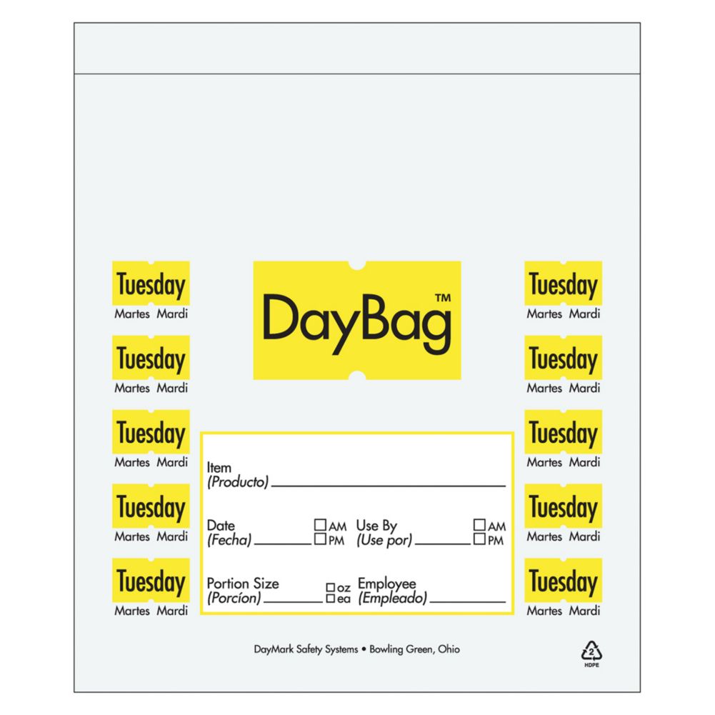 DayMark 5&frac12;" Day of the Week Tuesday Portion Bag