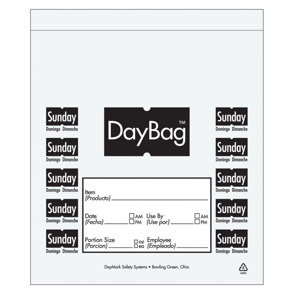 DayMark 5&frac12;" Day of the Week Sunday Portion Bag
