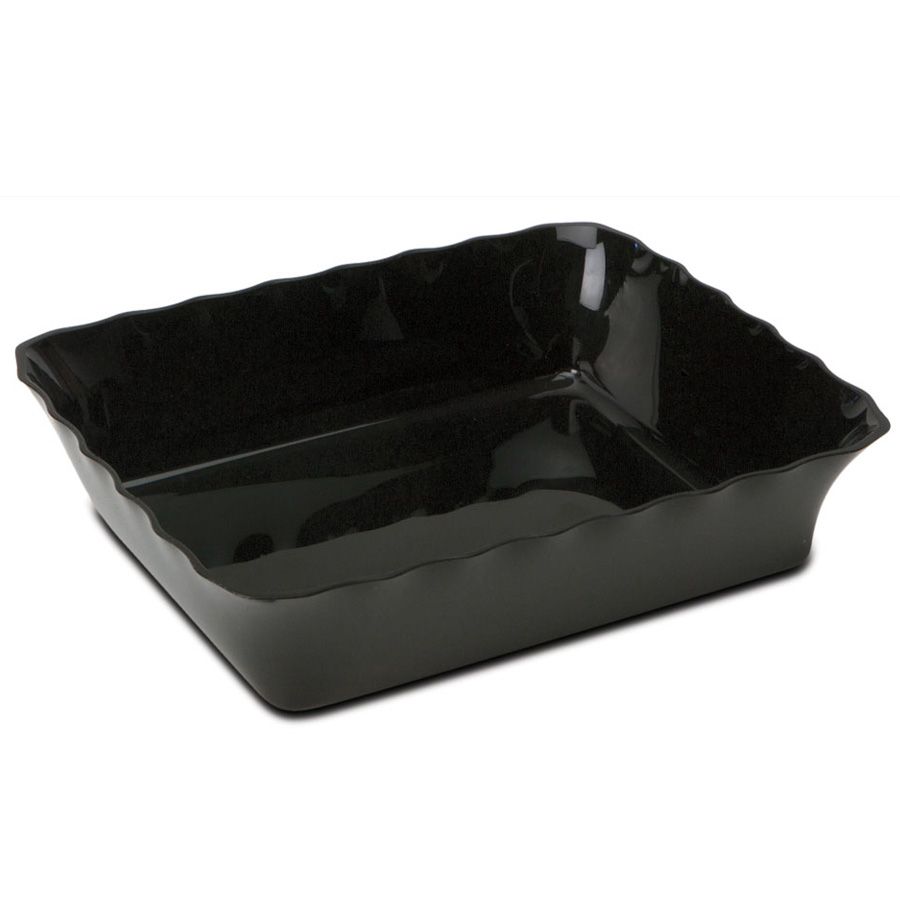 Delfin 5 Qt. Black Rectangular Scallop Bowl