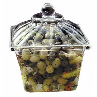 Delfin 1-Gallon Clear Square Amphora Solid Lid Set