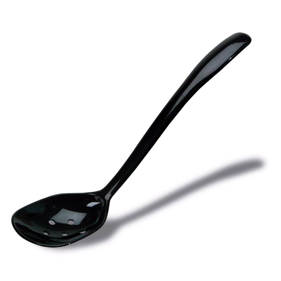 Delfin 3 Oz. Black Perforated Serving Spoon