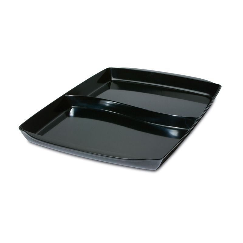 Delfin 19 Qt. Black Rectangular 2-Compartment Bowl