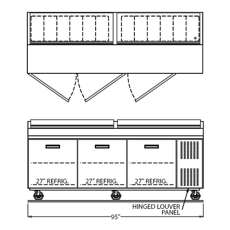Randell&reg; 95" Refrig. Food Prep Table Model 8395NPCB