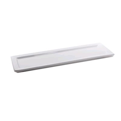 Tuxton&reg; 16" x 5.5" Porcelain White Rectangle Plate