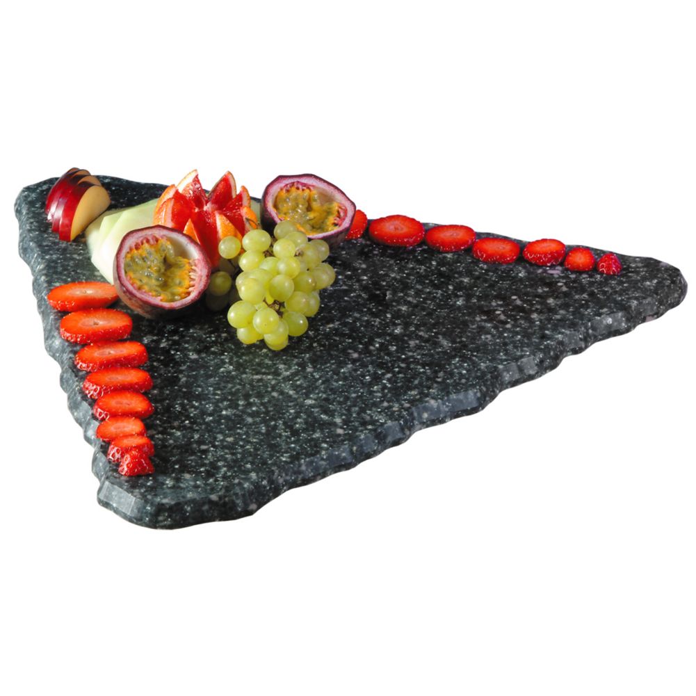 Gourmet Display&reg; 16" Black Triangle Quarry Stone Tray