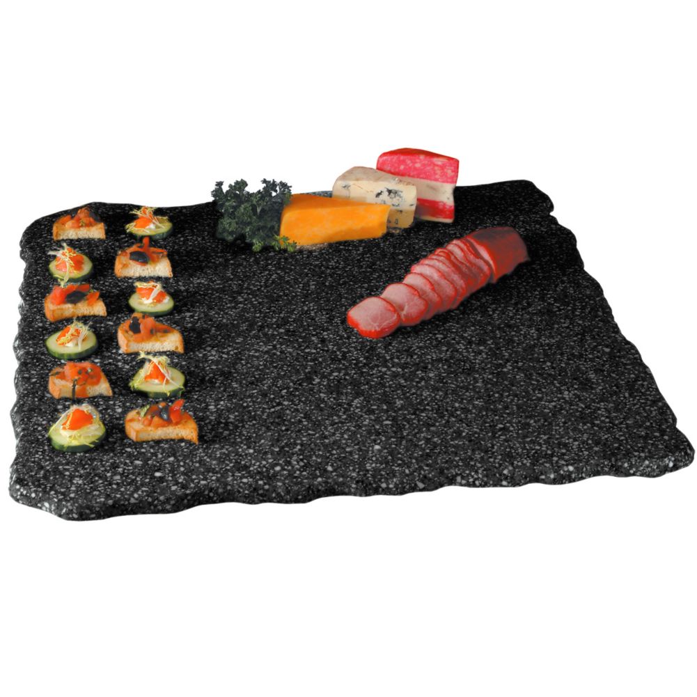 Gourmet Display&reg; 22" Square Black Quarry Stone Tray