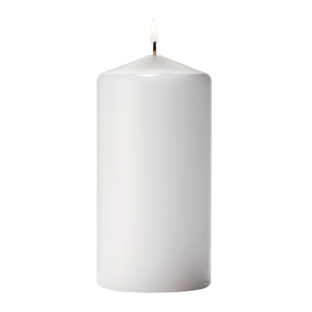 Hollowick White Pillar Candle, 6" H x 3" D