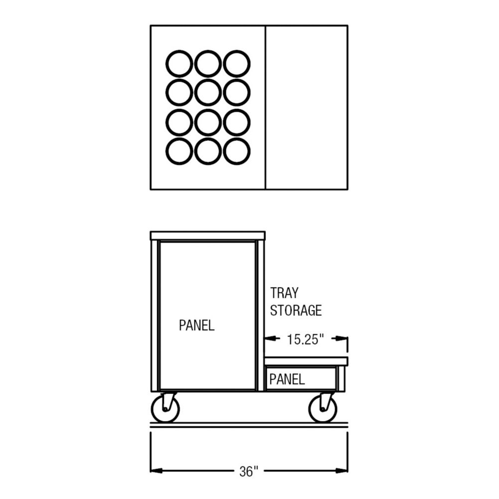 Randell&reg; 36" x 30" x 35" Tray and Silverware Stand