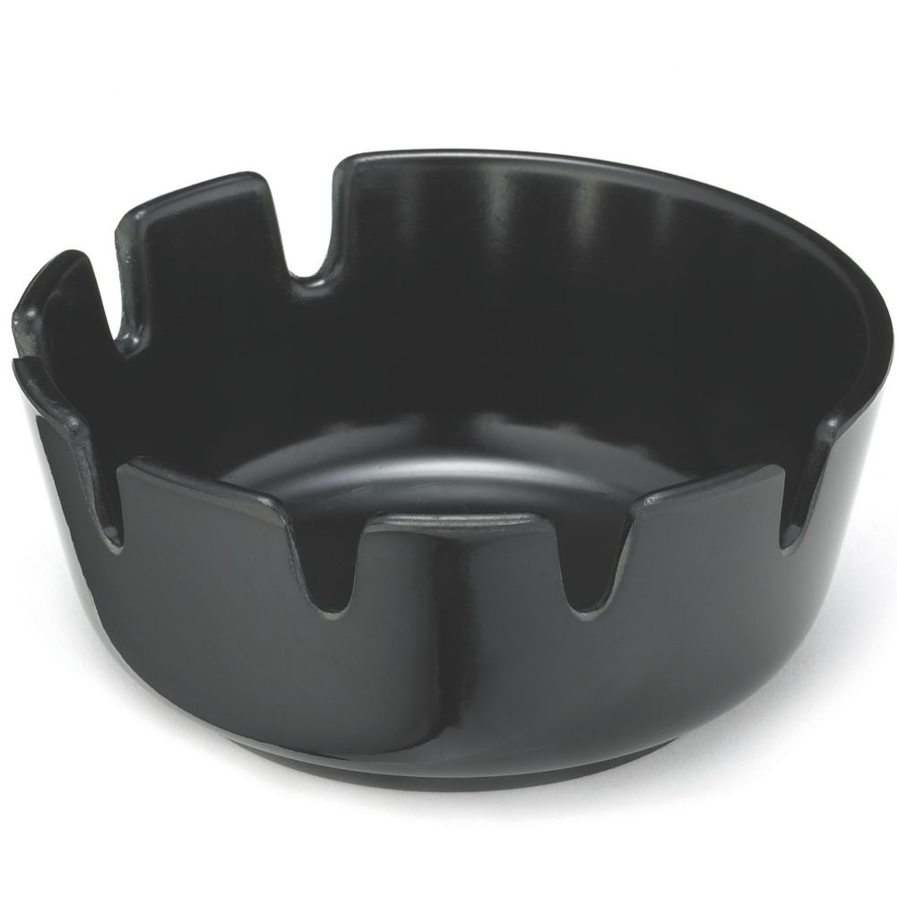 Tablecraft Black Plastic Classic Deep Well 4-1/4" Round Ashtray