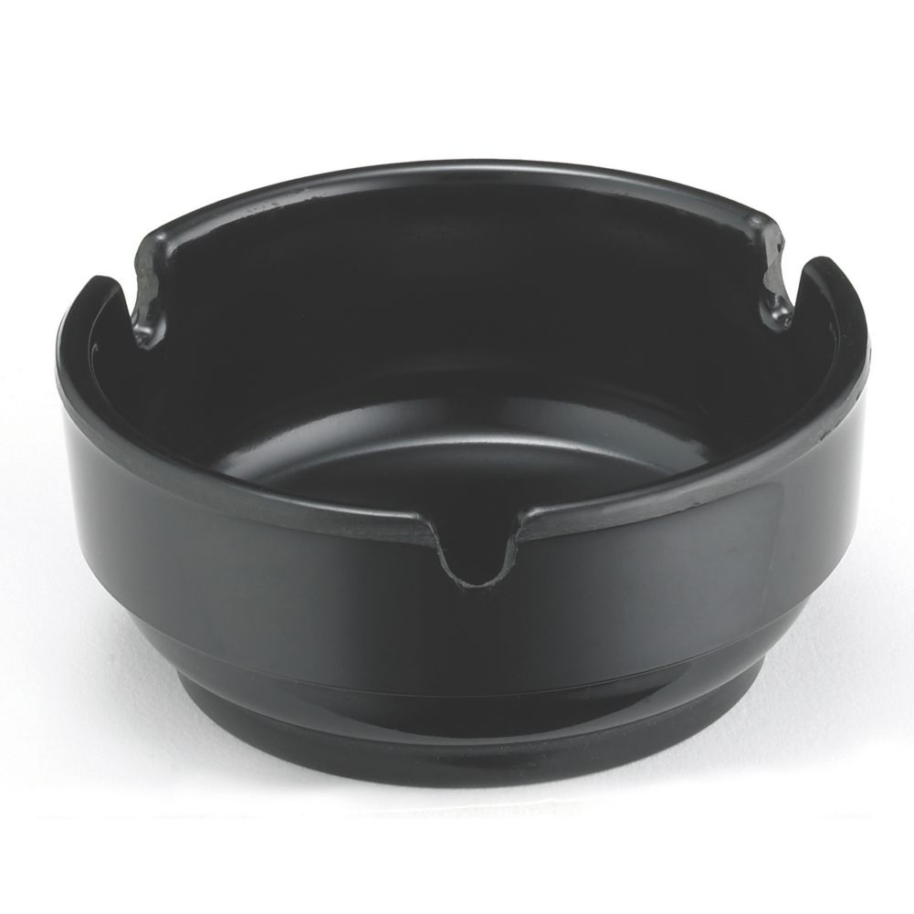Tablecraft Black Plastic 3-1/4"x 1-1/4" Round Ashtray