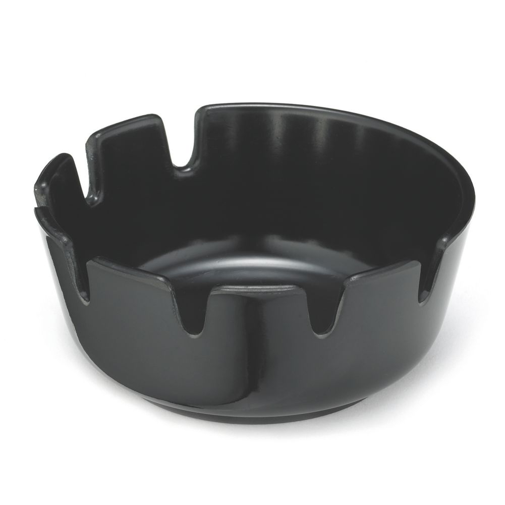 Tablecraft Black Plastic Classic 4-1/4" Round Deep Well Ashtray