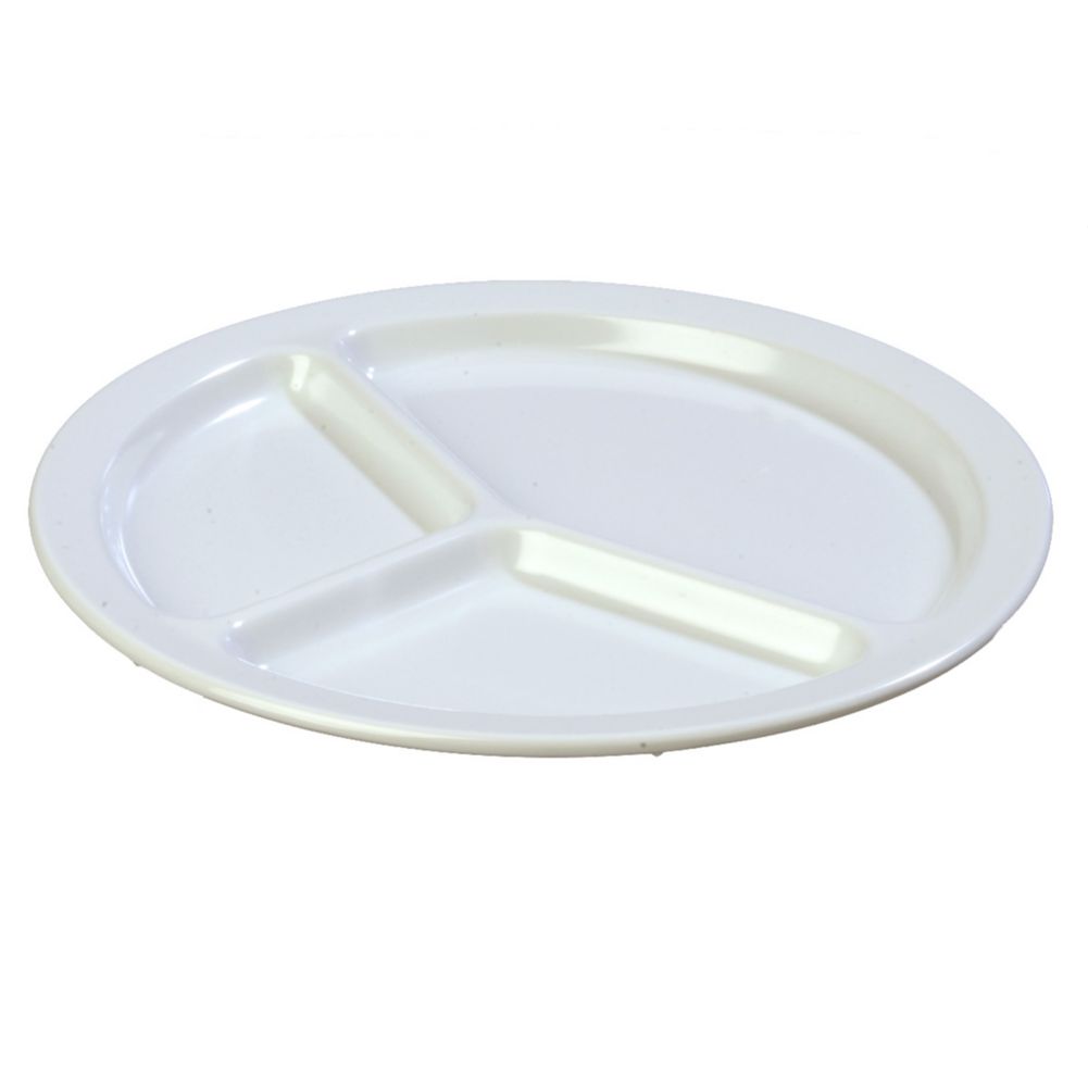 Carlisle&reg; Kingline 3-Compartment Dinner Plate, White