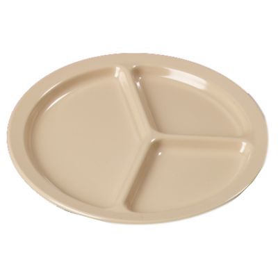 Carlisle&reg; Kingline Tan 3 Compartment Dinner Plate