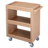 Cambro Open Service Cart w/ Three 15 x 22 Shelves, 4 Swivel, Cof Beige