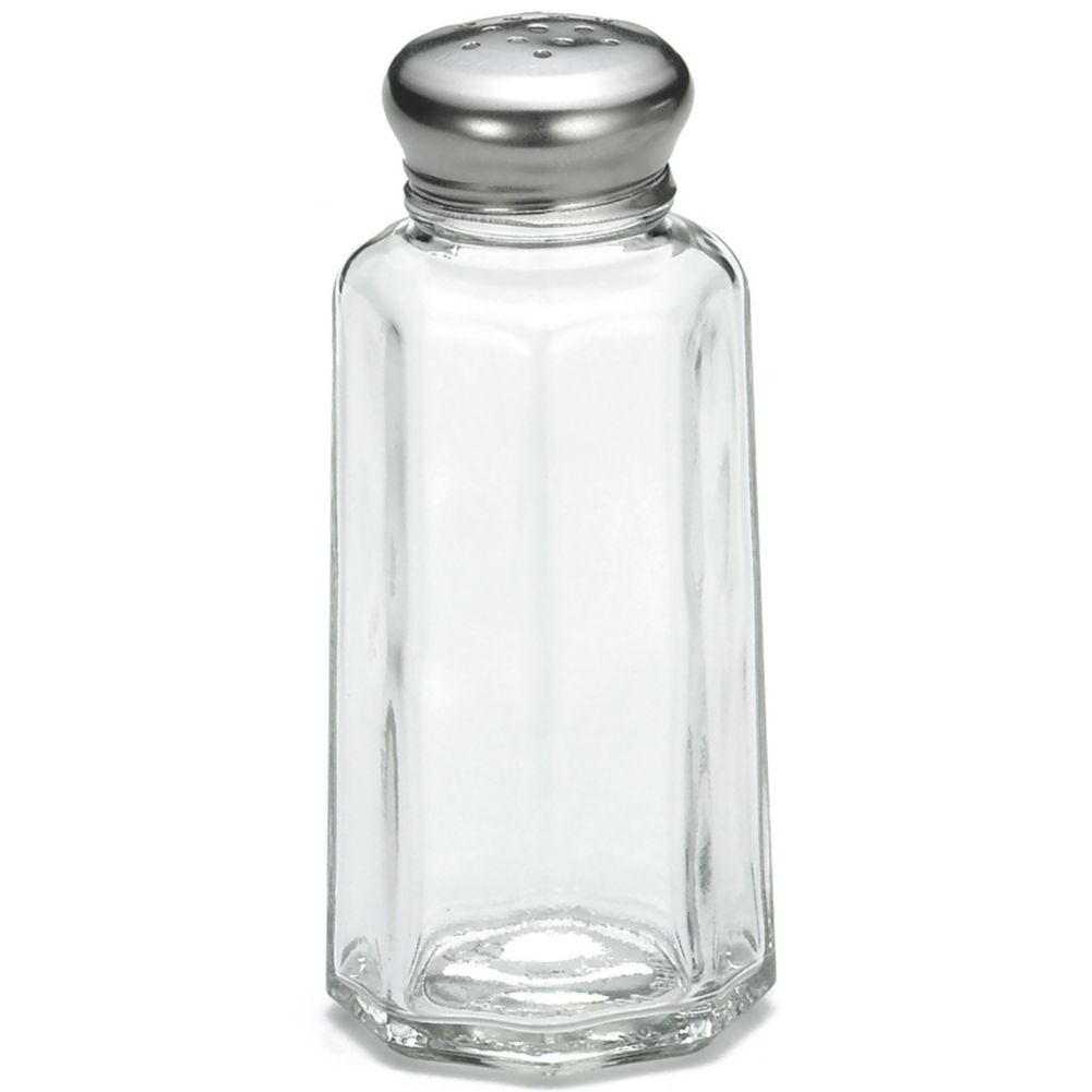 Tablecraft 2 Oz Paneled Glass Salt & Pepper Shakers with S/S Tops