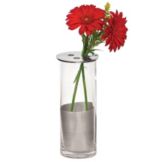Round Glass Vase w/ Metal Top, 5" x 10" H
