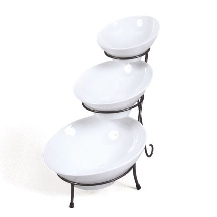 Bowls on 3-Tier Pewter Stand