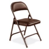 Brown Vinyl Padded Folding Chair w/ Mocha Frame