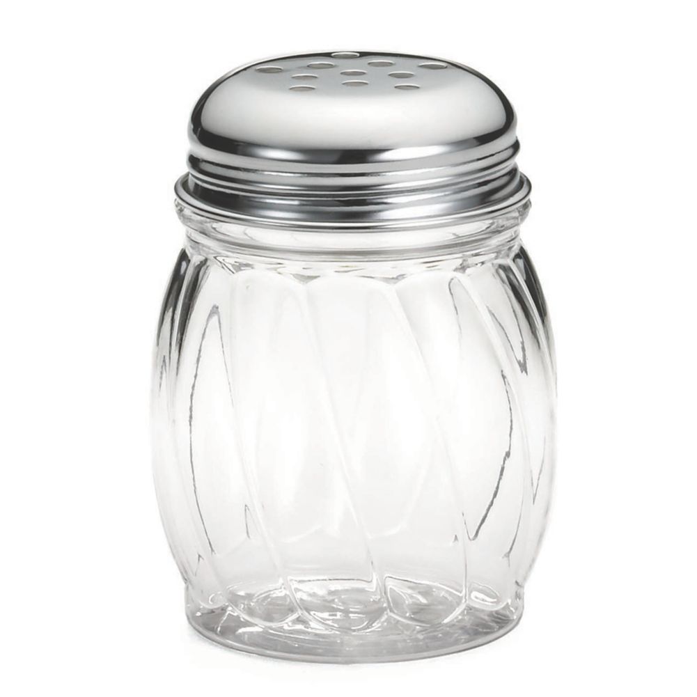 Tablecraft 6 Oz Swirl Plastic Shaker with Perforated Chrome Plated Top