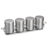 Tablecraft 4-Pc S/S Countertop Shaker Set w/ Chrome Plated Metal Rack
