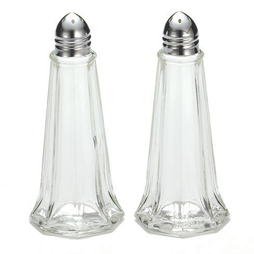 Tablecraft Eiffel Tower Glass Salt & Pepper Shakers with Chrome Lid