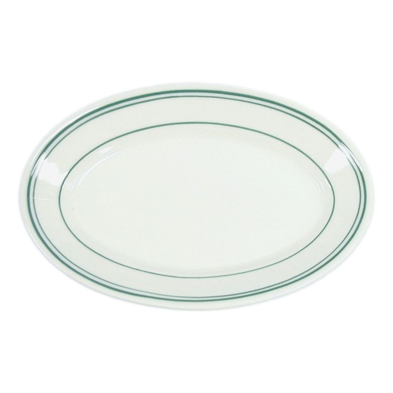 Homer Laughlin China Green Band Oval 16" Platter