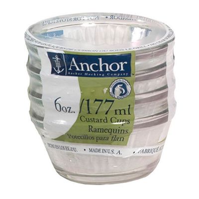 Anchor Hocking Glass 4-Piece 6 oz Custard Cup Set