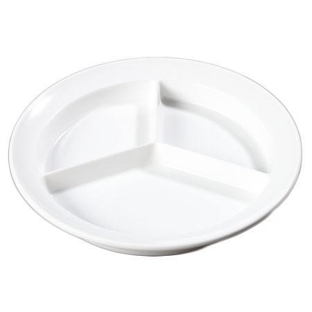 Carlisle&reg; White Kingline 3 Compartment Plate