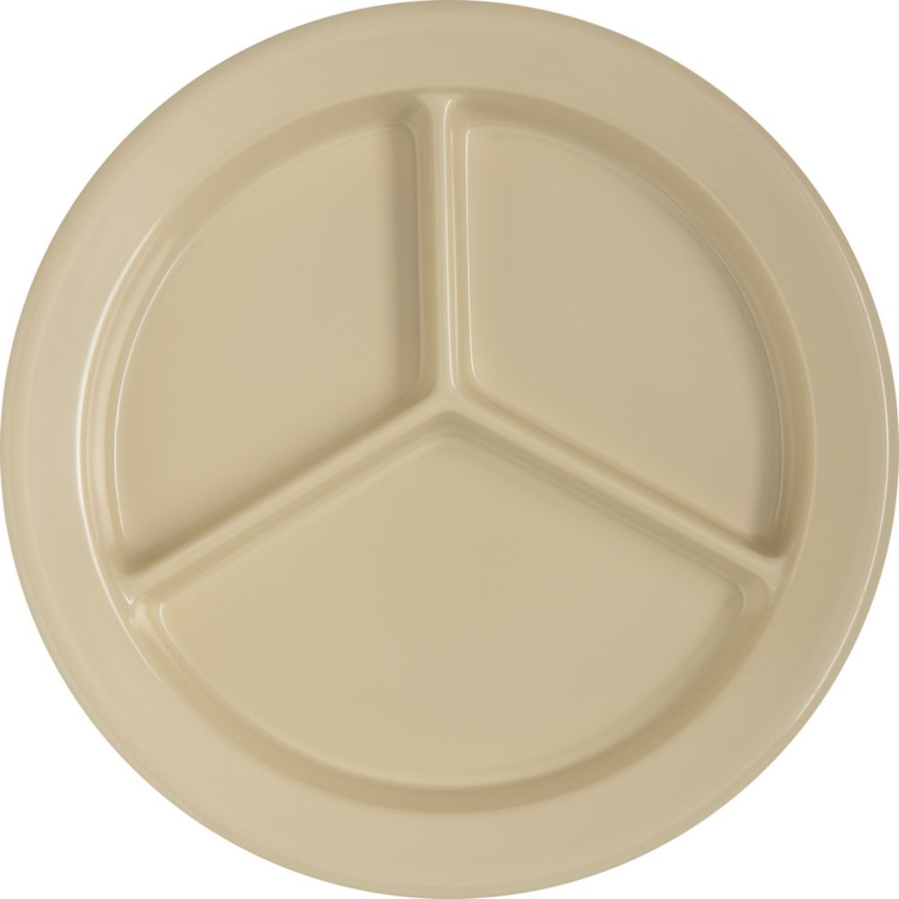 Carlisle&reg; Dallas Ware&reg; Tan 3-Compartment Plate