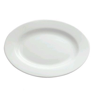 Oneida Delco Ceramicor Bright White Oval Rolled Edge Platter, 13"