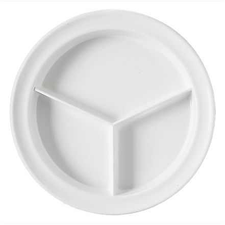 Three Compartment Plate, White, 8-3/4"