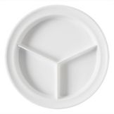 Three Compartment Plate, White, 8-3/4"