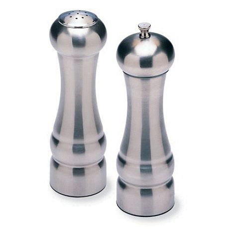 Olde Thompson Brushed Metal 7-1/2" Salt Shaker & Pepper Mill Set