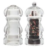 Chef Specialties Clear 5" Laurel Pepper Mill / Salt Shaker Set
