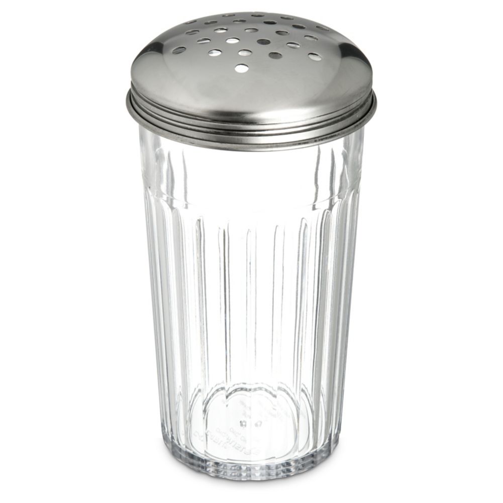Carlisle Cheese Shaker w/ S/S Top, Clear, 12 oz