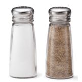Tablecraft 3 Oz Round Glass Salt & Pepper Shakers with S/S Tops